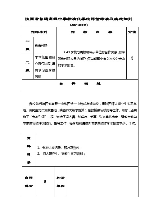 创建省级标准化高中材料-评估表(正式)-C043