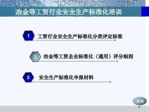 冶金等工贸行业安全生产标准化培训