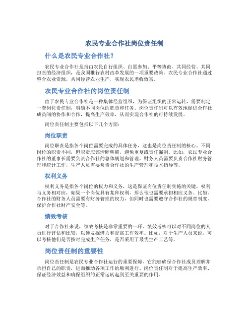 农民专业合作社岗位责任制