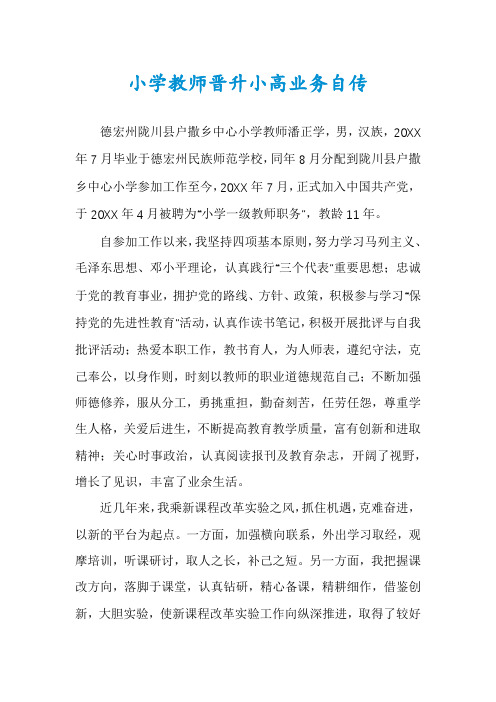 小学教师晋升小高业务自传