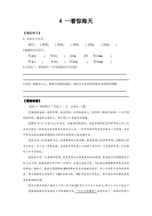 初中语文八年级(上)《一着惊海天》同步练习及答案