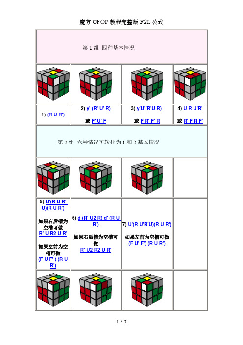 魔方CFOP教程完整版FL公式