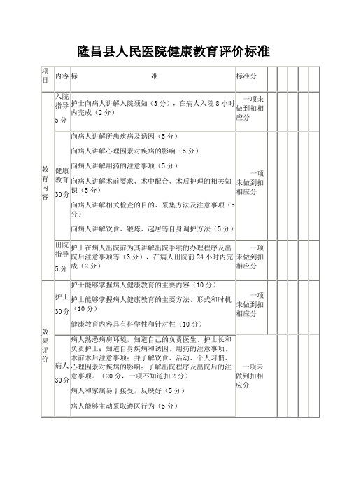 健康教育考核评分表