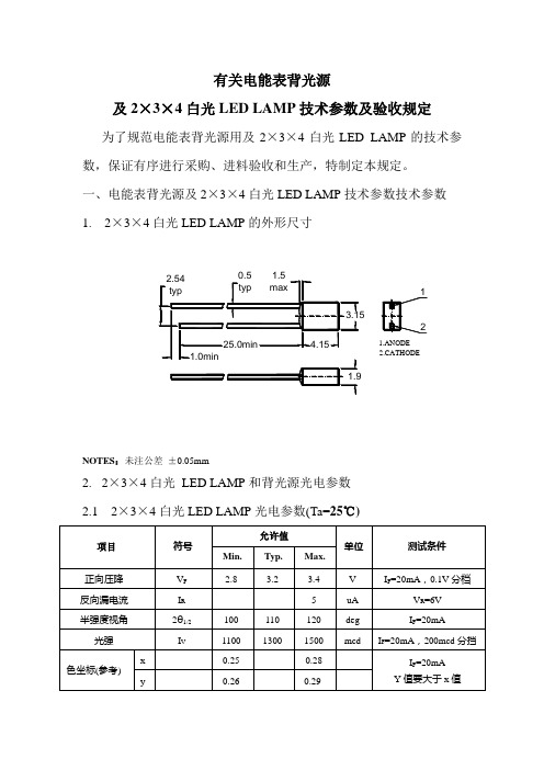 7431导光板用白光LAMP技术参数1