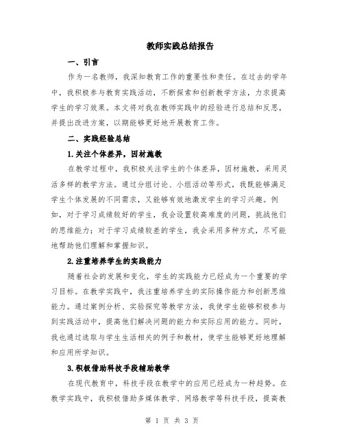 教师实践总结报告