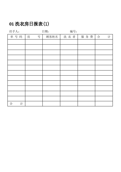 酒店洗衣房日常检查表格汇总34个(最新实用酒店管理表格)