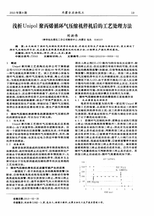 浅析Unipol聚丙烯循环气压缩机停机后的工艺处理方法