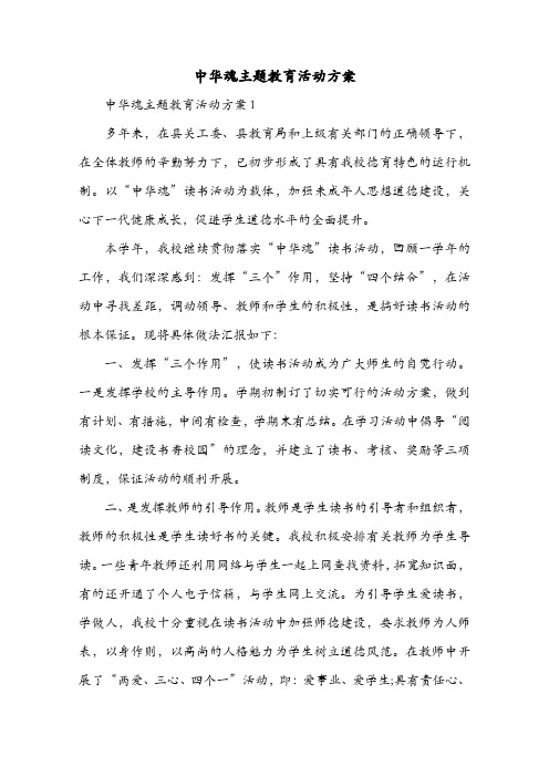 中华魂主题教育活动方案