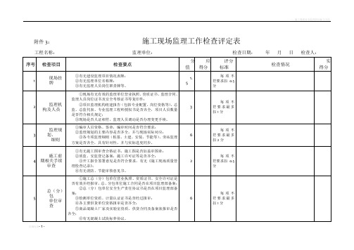 施工现场监理工作检查情况记录表