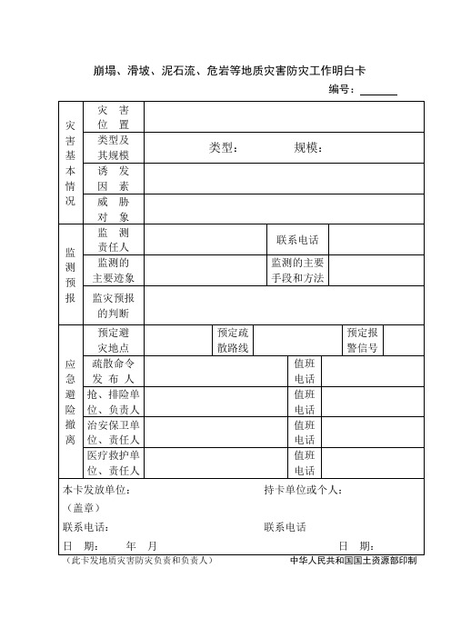 地质灾害防治明白卡