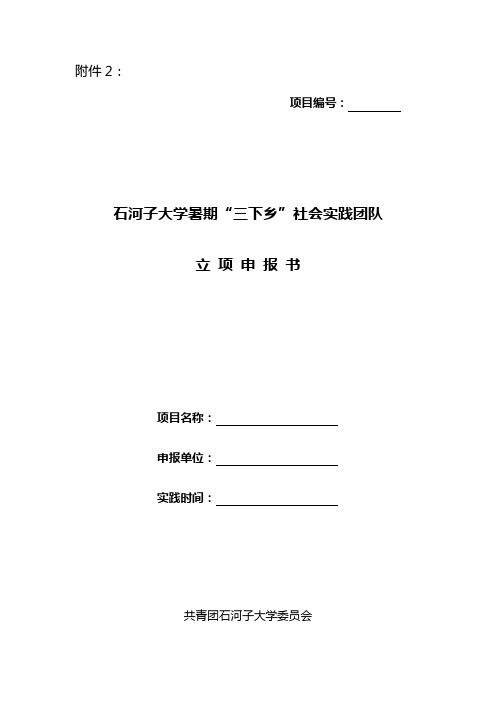 石河子大学暑期“三下乡”社会实践团队立项申报书