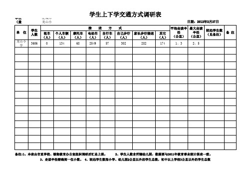 学生上下学交通方式调研表