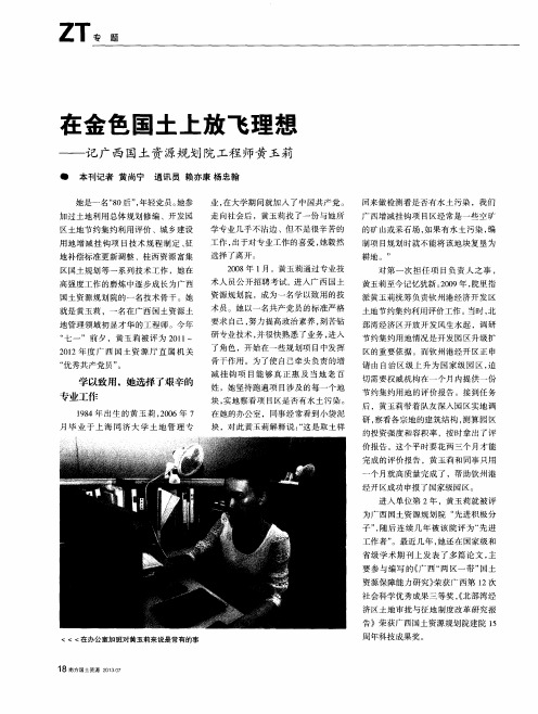 在金色国土上放飞理想——记广西国土资源规划院工程师黄玉莉