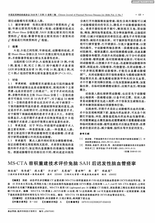 MS—CTA容积重建技术评价兔脑SAH后迟发性脑血管痉挛