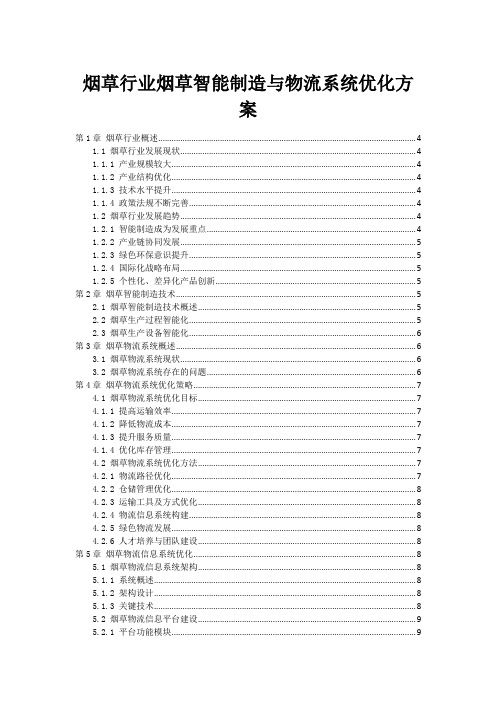 烟草行业烟草智能制造与物流系统优化方案