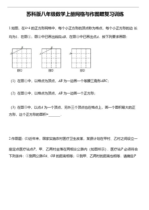 苏科版八年级数学上册网格与作图题复习训练