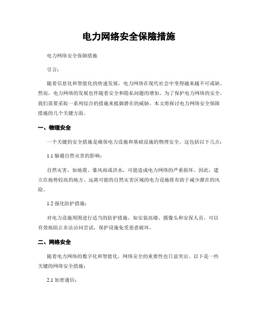 电力网络安全保险措施