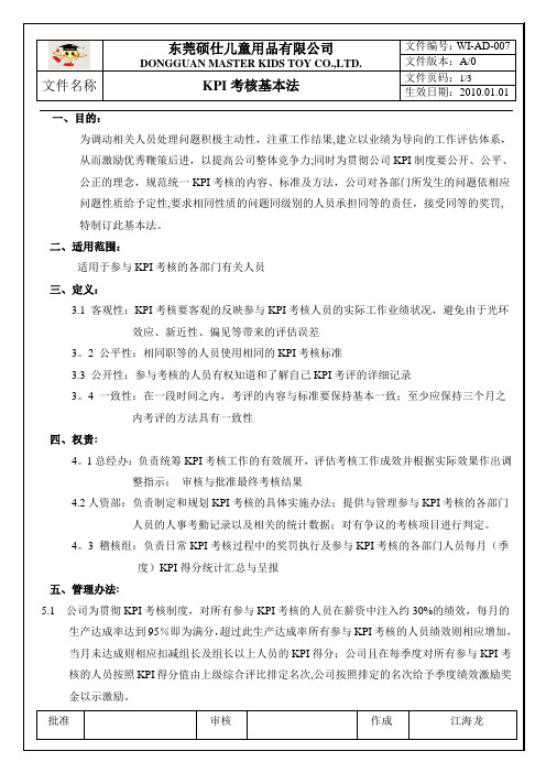 KPI考核基本法