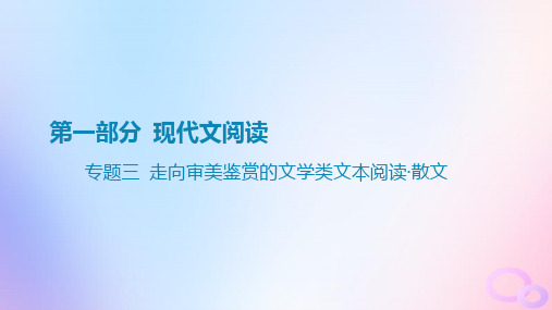 广东专用2024版高考语文大一轮总复习第一部分现代文阅读专题三走向审美鉴赏的文学类文本阅读_散文课件