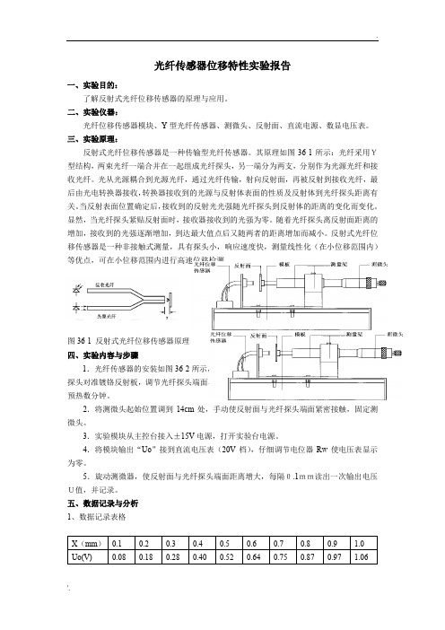 光纤传感器位移特性实验