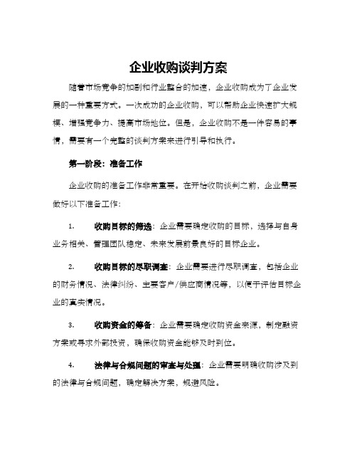 企业收购谈判方案