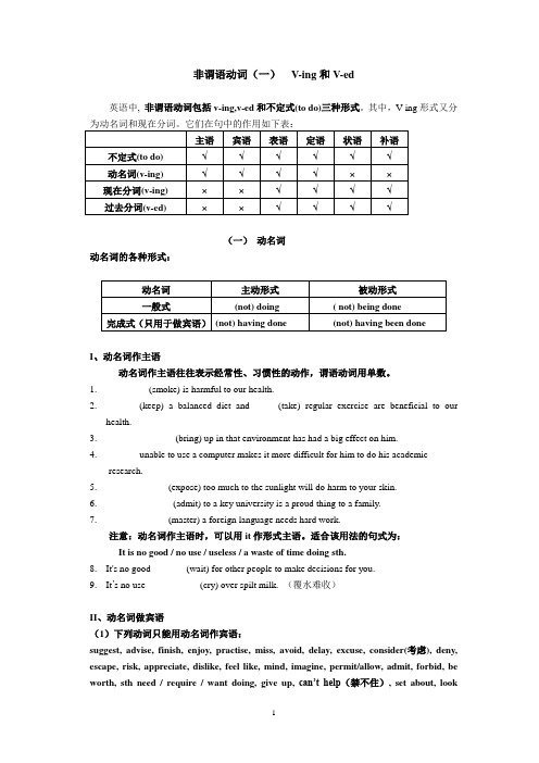 非谓语动词V-ing和v-ed