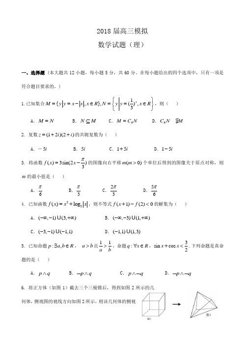 山东省沂水县第一中学2018届高三上学期一轮模拟数学(理)试卷(含答案)