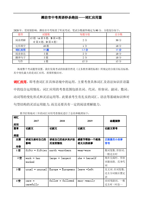 潍坊市五年中考梳理——词汇应用