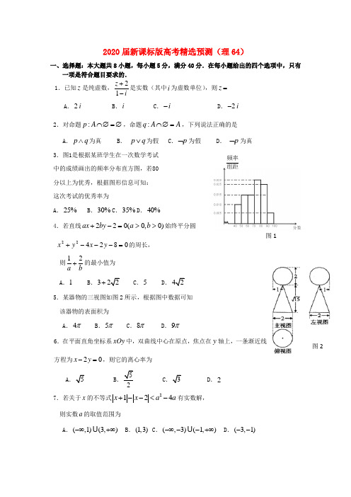 2020届高考数学精选预测64 理 新人教版 精品