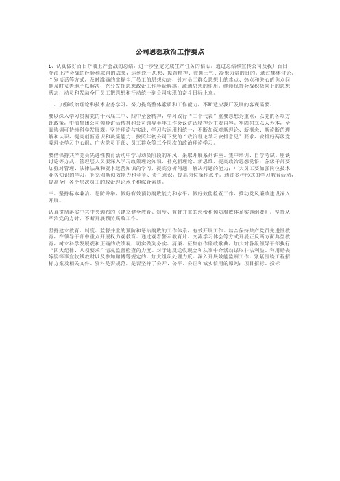 公司思想政治工作要点
