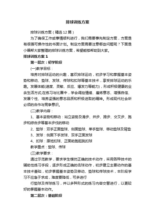 排球训练方案7篇