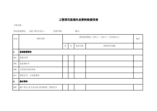 监理内业资料检查表