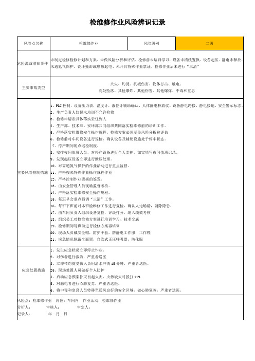 检维修作业风险辨识