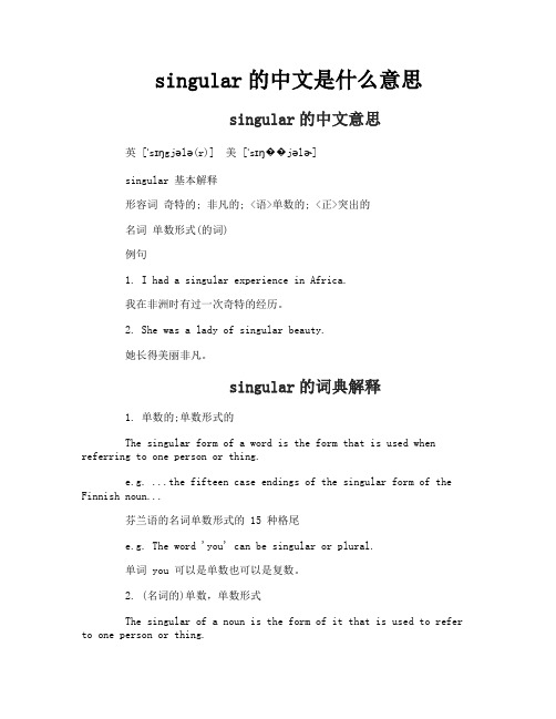 singular的中文是什么意思