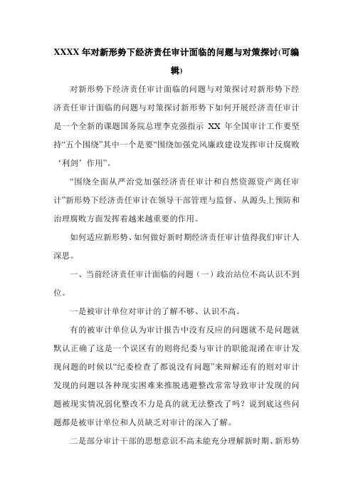 XXXX年对新形势下经济责任审计面临的问题与对策探讨(可编辑).doc