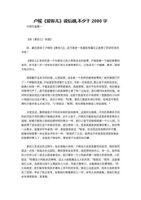 卢梭《爱弥儿》读后感,不少于2000字