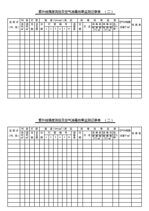 紫外线及空气消毒、压力蒸汽灭菌监测记录表