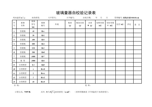 玻璃量器自校验记录表