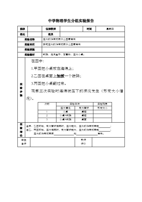 探究影响压力作用效果的因素-实验报告