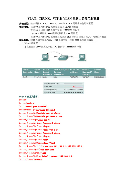 CCNA实验-VLAN,TRUNK,VTP和VLAN间路由的使用和配置-带步骤