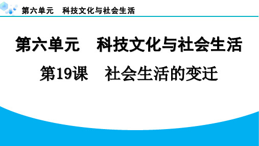 2024年第19课 社会生活的变迁课堂练习题及答案