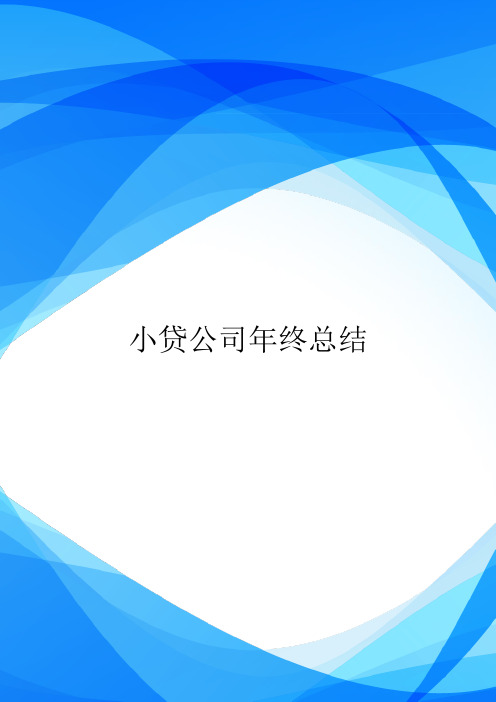 小贷公司年终总结