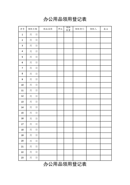 办公用品领用登记表