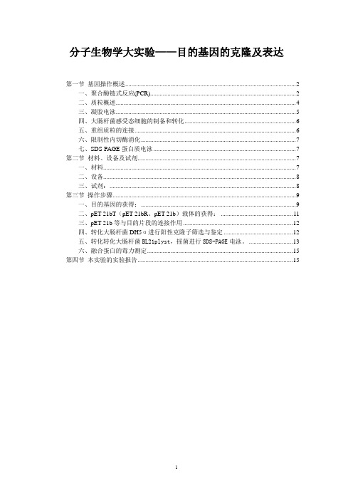 分子生物学大实验——目的基因的克隆及表达