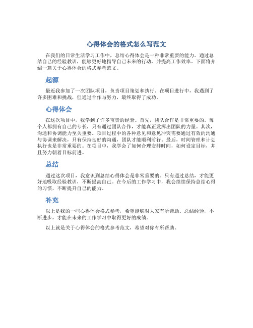 心得体会的格式怎么写范文