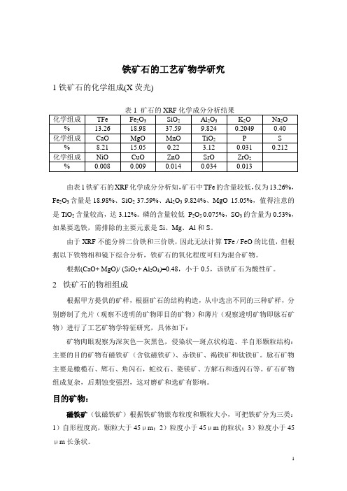 工艺矿物学研究 报告