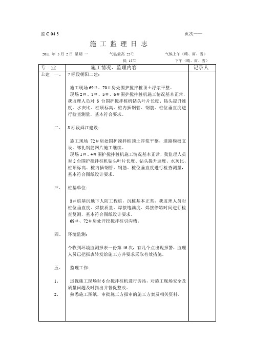 上海施工监理日记