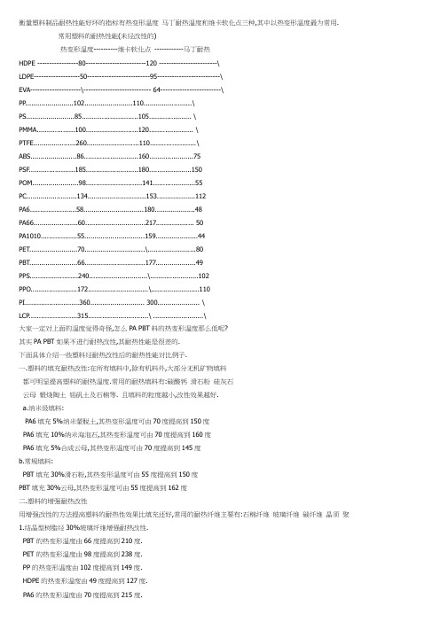 注塑模具-塑料制品热变形温度