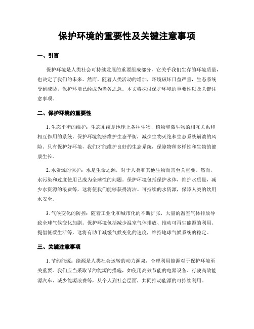 保护环境的重要性及关键注意事项