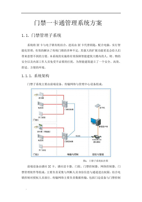 门禁一卡通管理系统设计方案